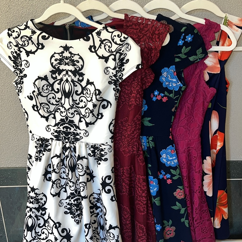 Bundle of 5 Junior Dresses - B Darlin, City Studio, Teeze Me - Sz 1, 2, 3, XXS